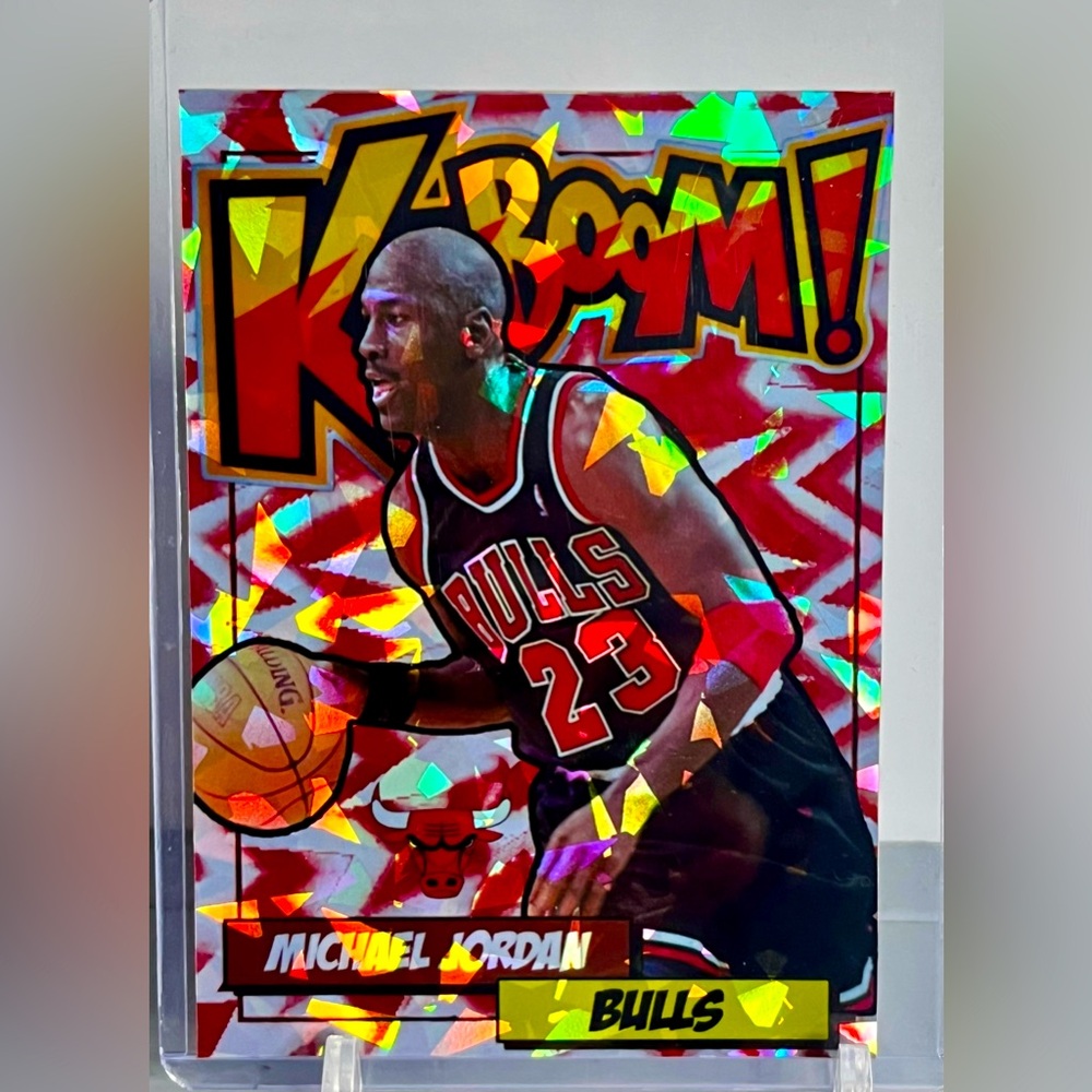 2025 Michael Jordan Chicago Bulls Red Cracked Ice Holographic Kaboom Custom Card